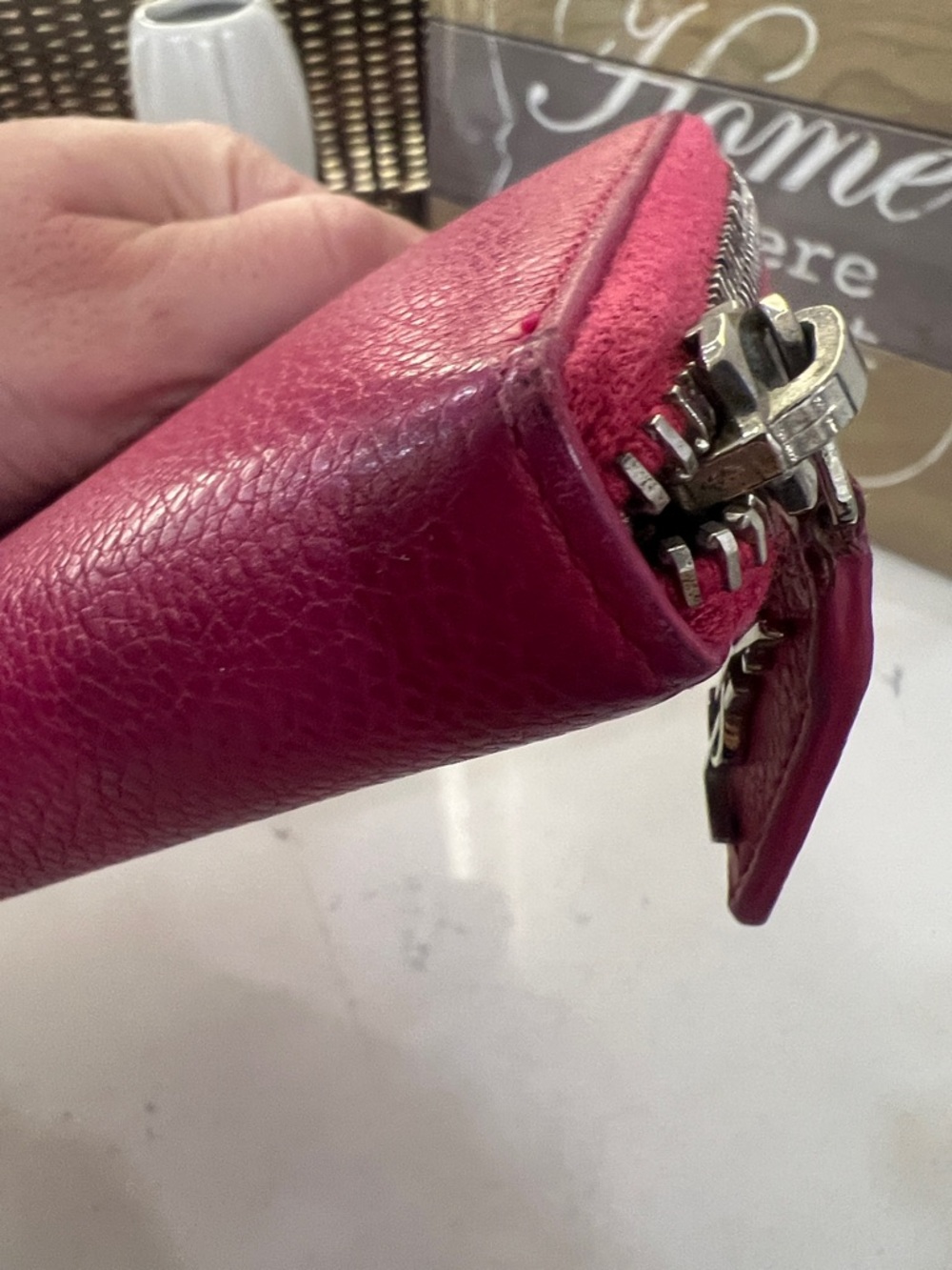 Saint Laurent Fuchsia Zip Wallet with YSL Charm - Picture 7 of 15